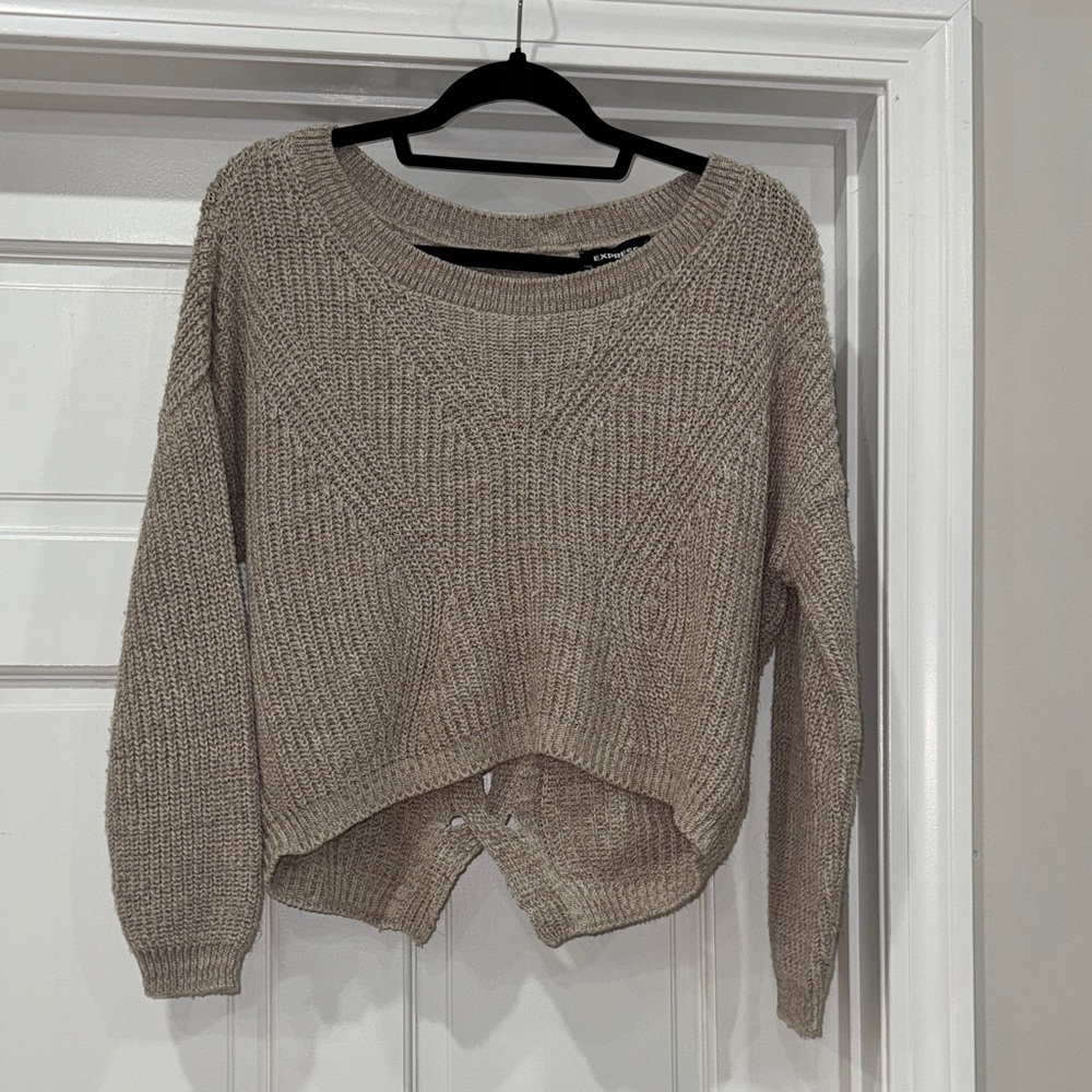 Express Sexy Slightly Opened Back Women's Cream Sweater